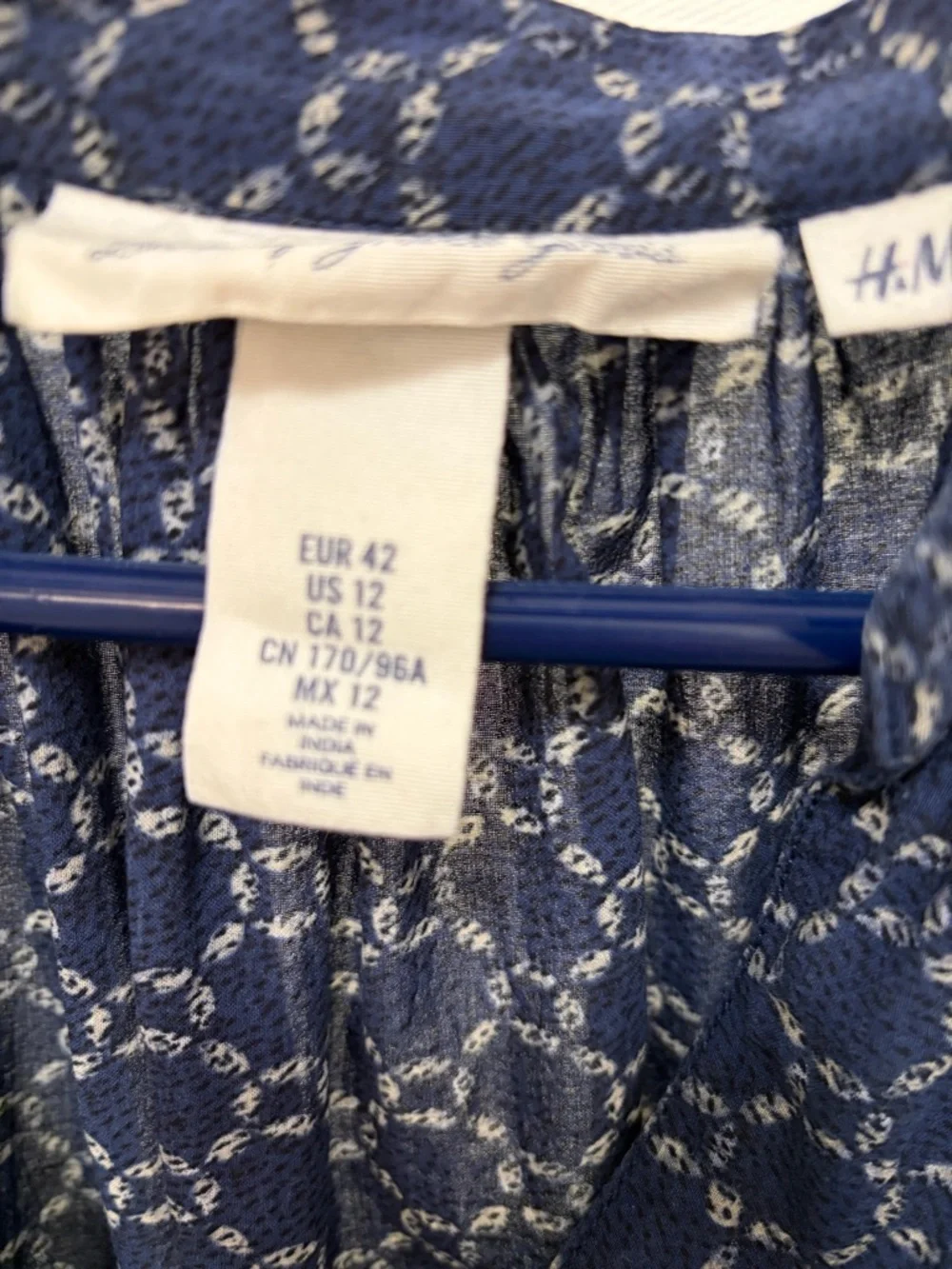 H&M Navy Blue Printed Long-Sleeve Blouse - Picture 4 of 6